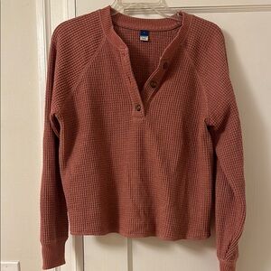 Henley Waffle Knit Long Sleeve